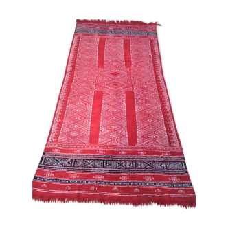 122 x 231 cm handmade Kilim red and white wool