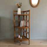 Vintage rattan corner shelf