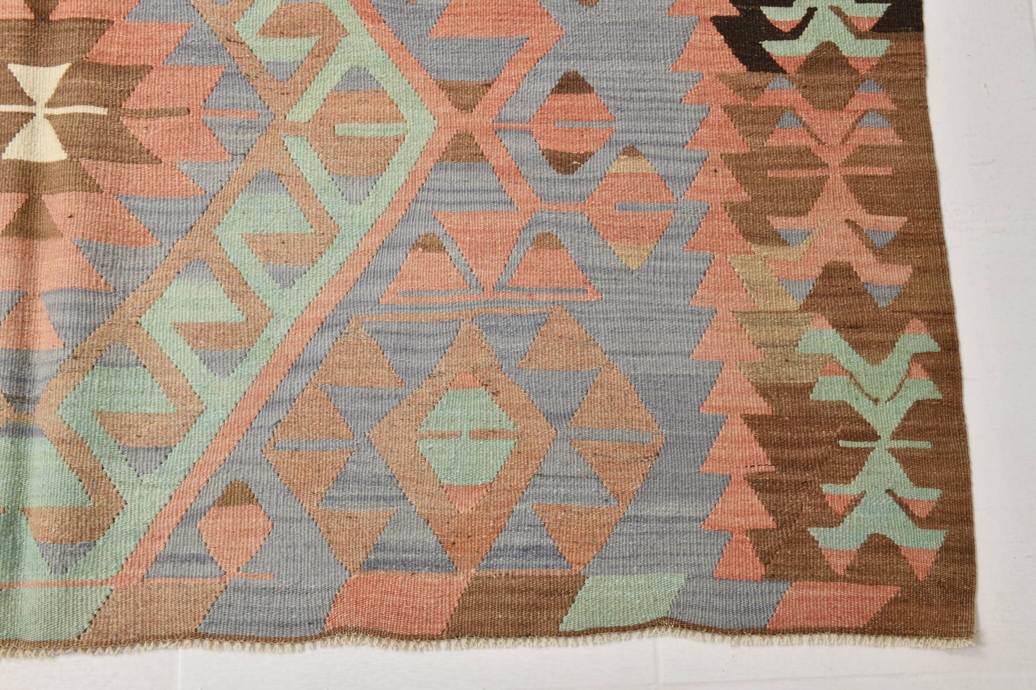 5x10 Geometric 58s Antique Kilim Rug, 168x313Cm