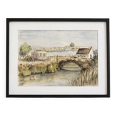Old painting watercolour Camargue Saintes Maries de la Mer
