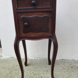 Bedside Table in Walnut & Marble, France, 1920s