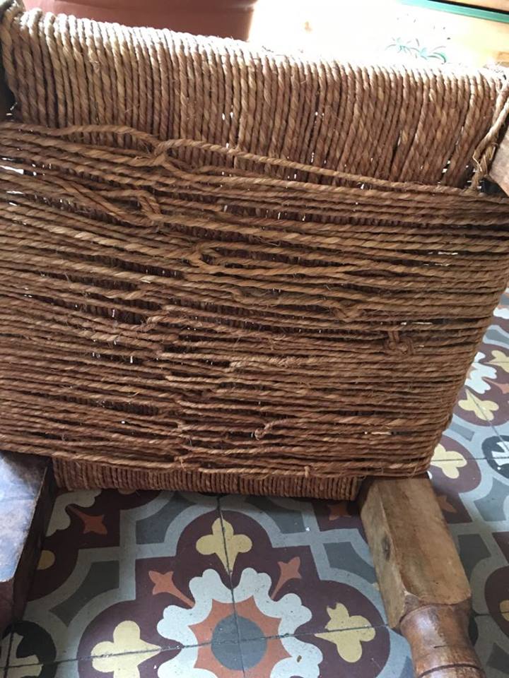 Stool in wood and rope ethnic style