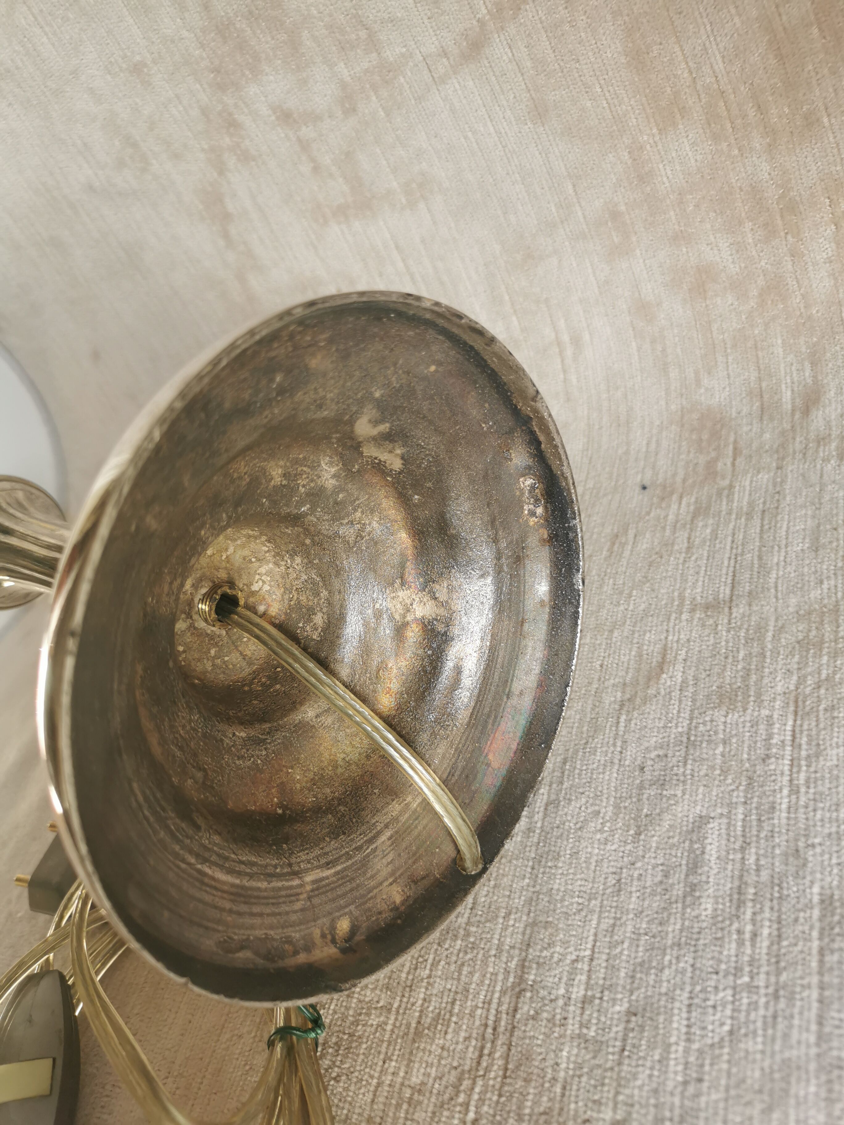 Candle holder in silver bronze, Louis XVI style, mounted in lamp