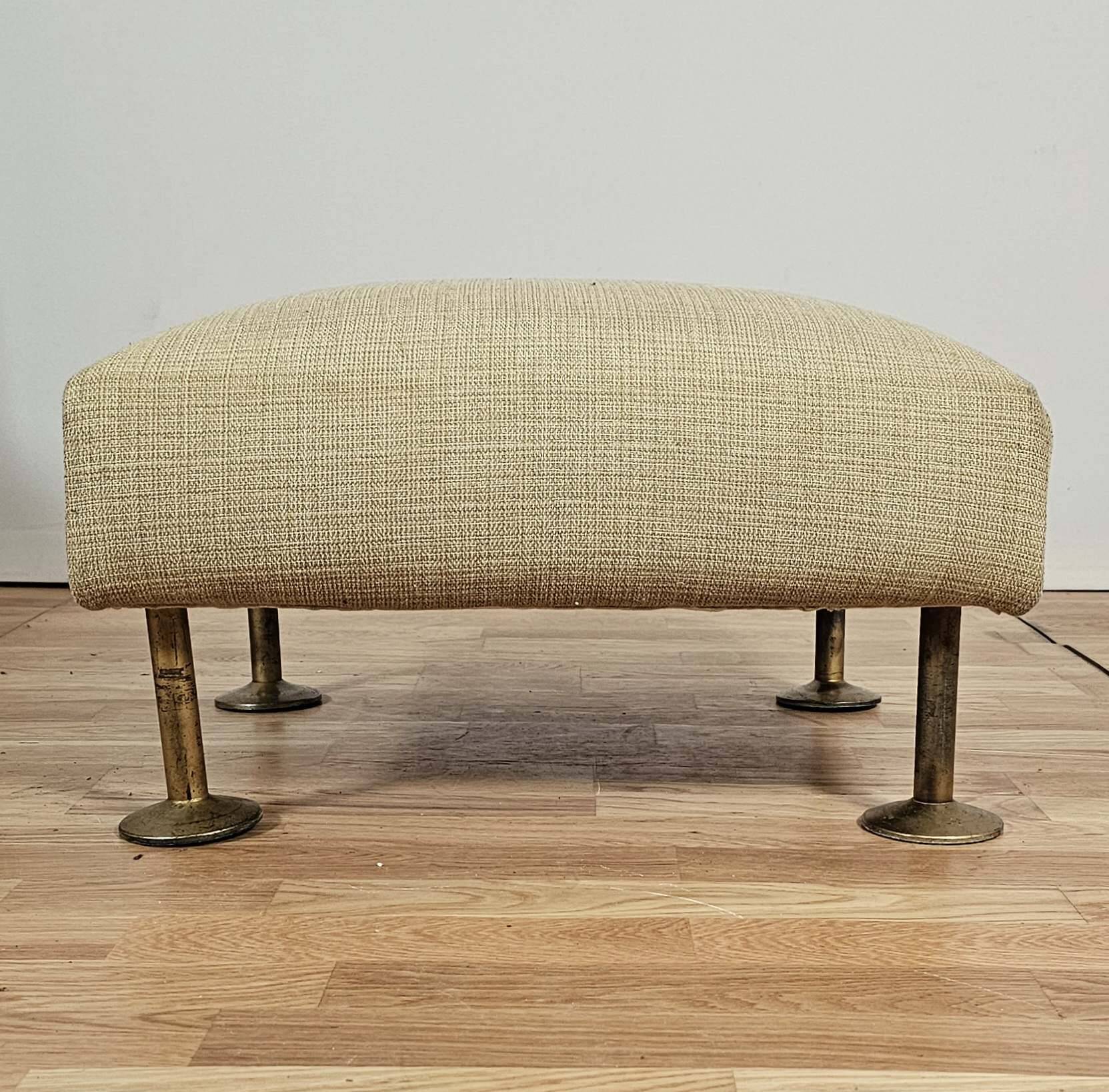 Steiner-Paris, green cloth armchair and ottoman, circa 1950/1960