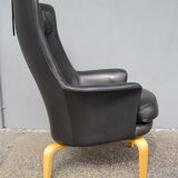 Pilot Scandinavian armchair by Arne Norell in black leather