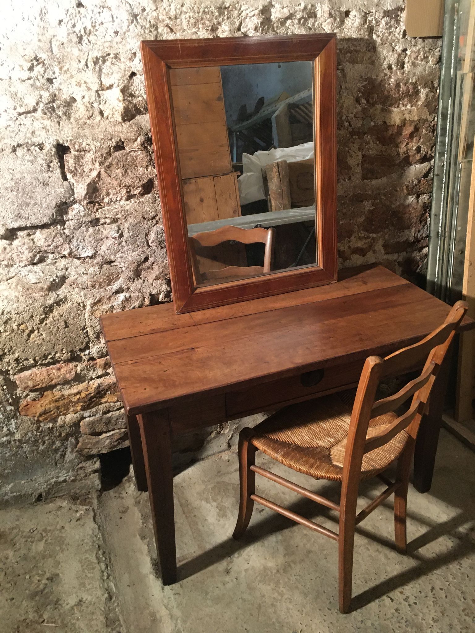 Miroir ancien en merisier 73x55cm