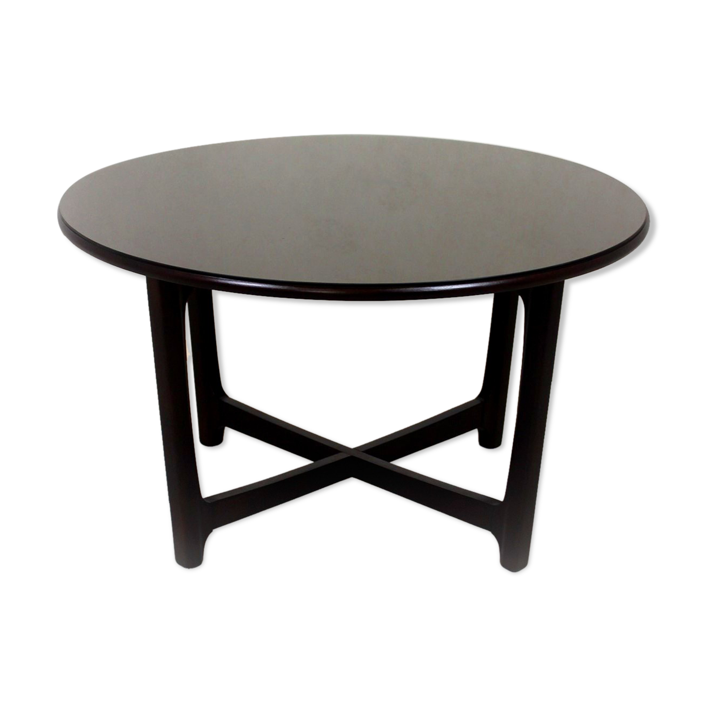 Restored Round Wooden Coffee Table, Czechoslovakia, 1970s