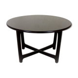 Table basse ronde en bois restaurée, Tchécoslovaquie, années 1970