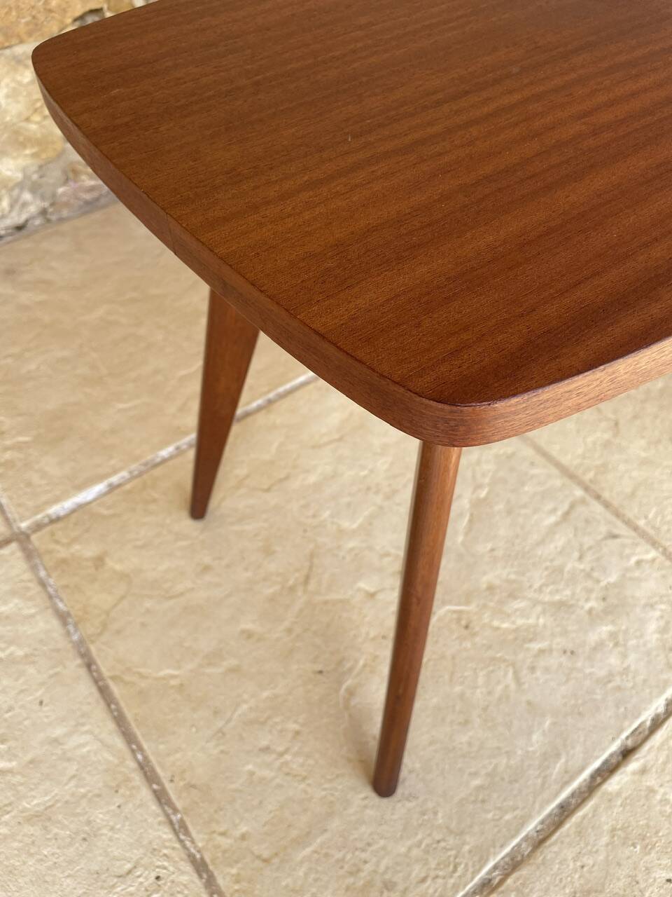 Table d’appoint vintage , pieds compas , circa 1960s