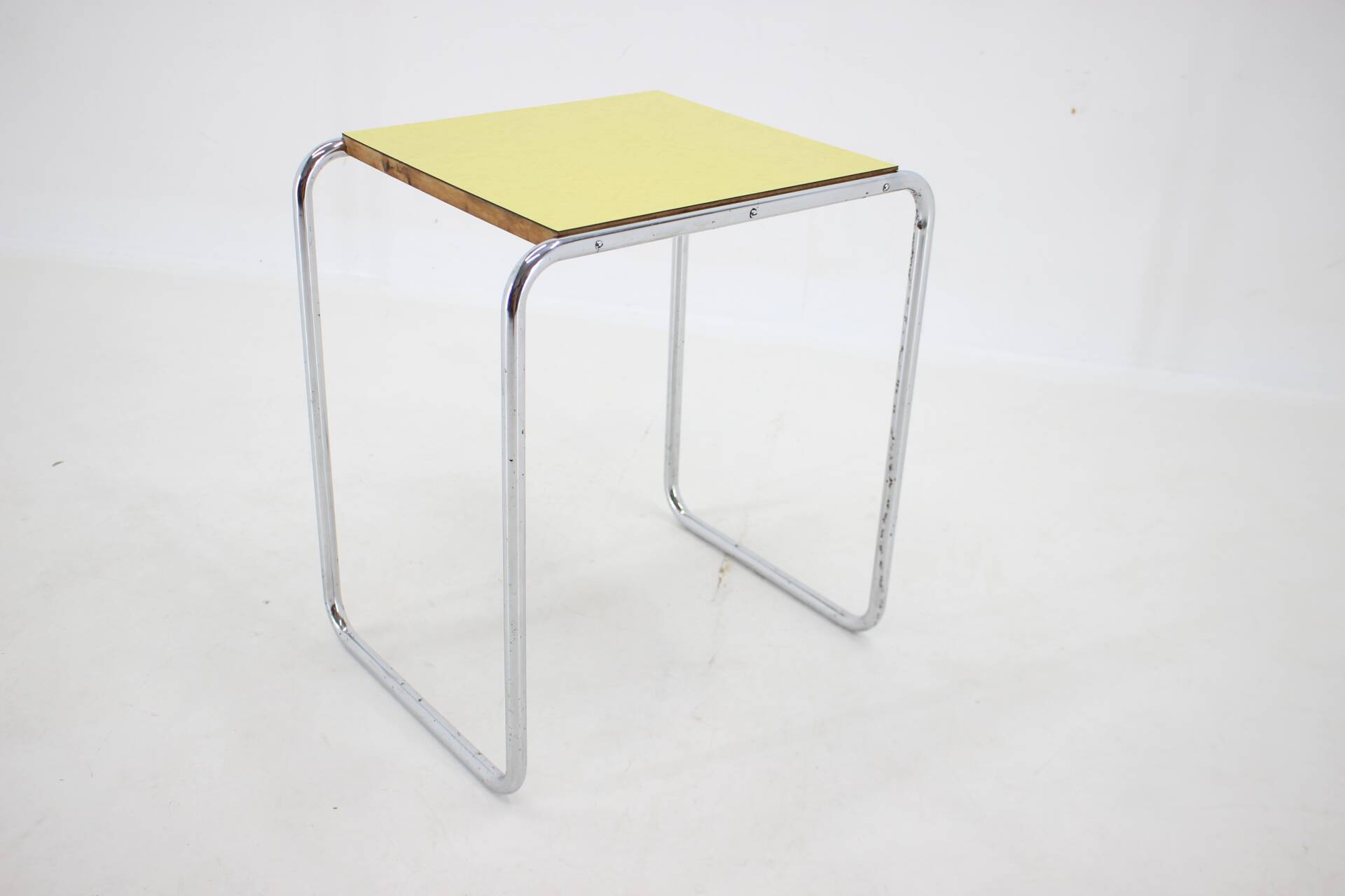 1960s tubular chrome plated side table, czechoslovakia