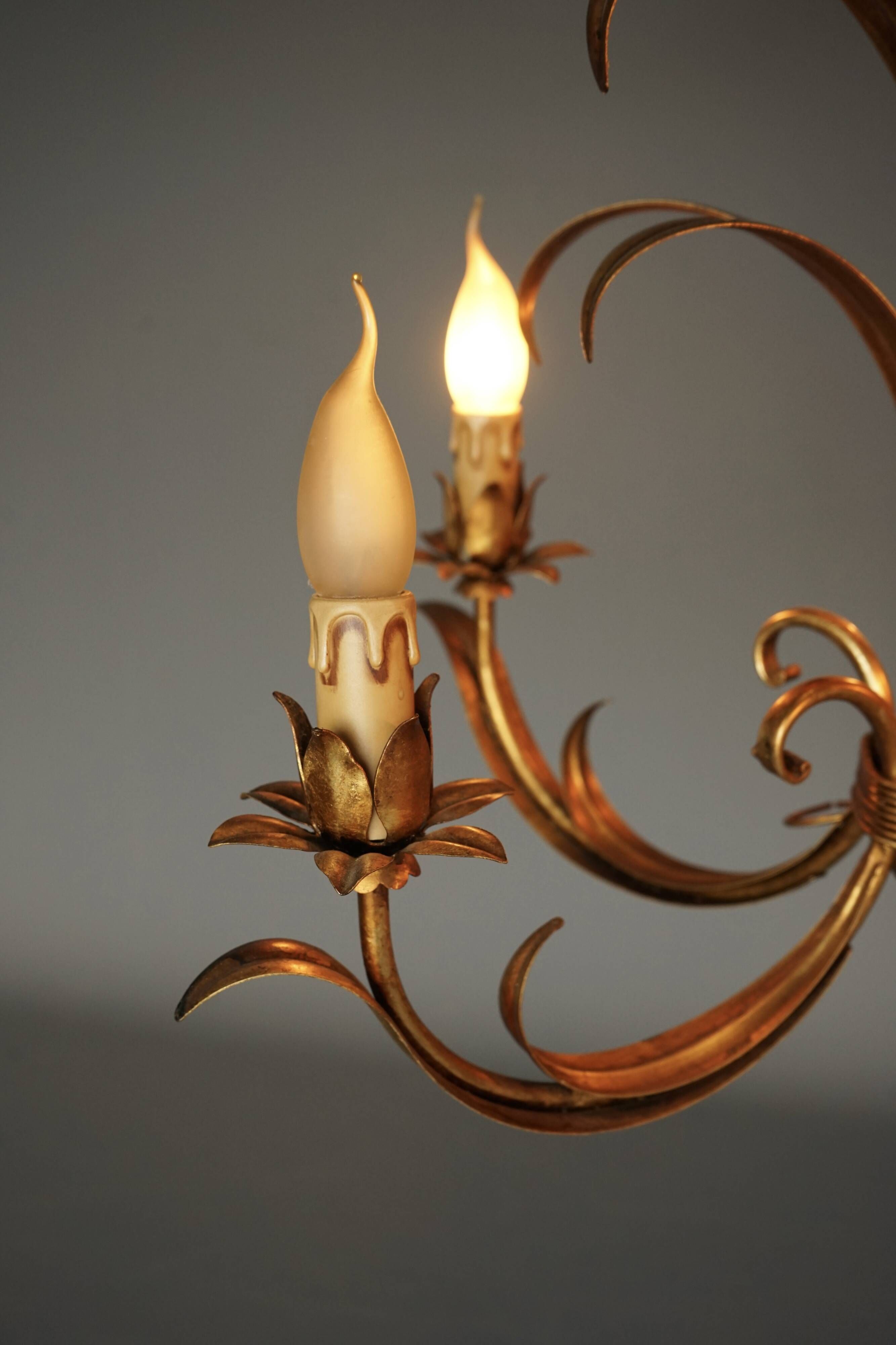 Vintage chandelier with 5 lights attributed to Hans Kögl. 1970s.