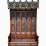 Neo-Gothic Walnut Castle Chest Bench