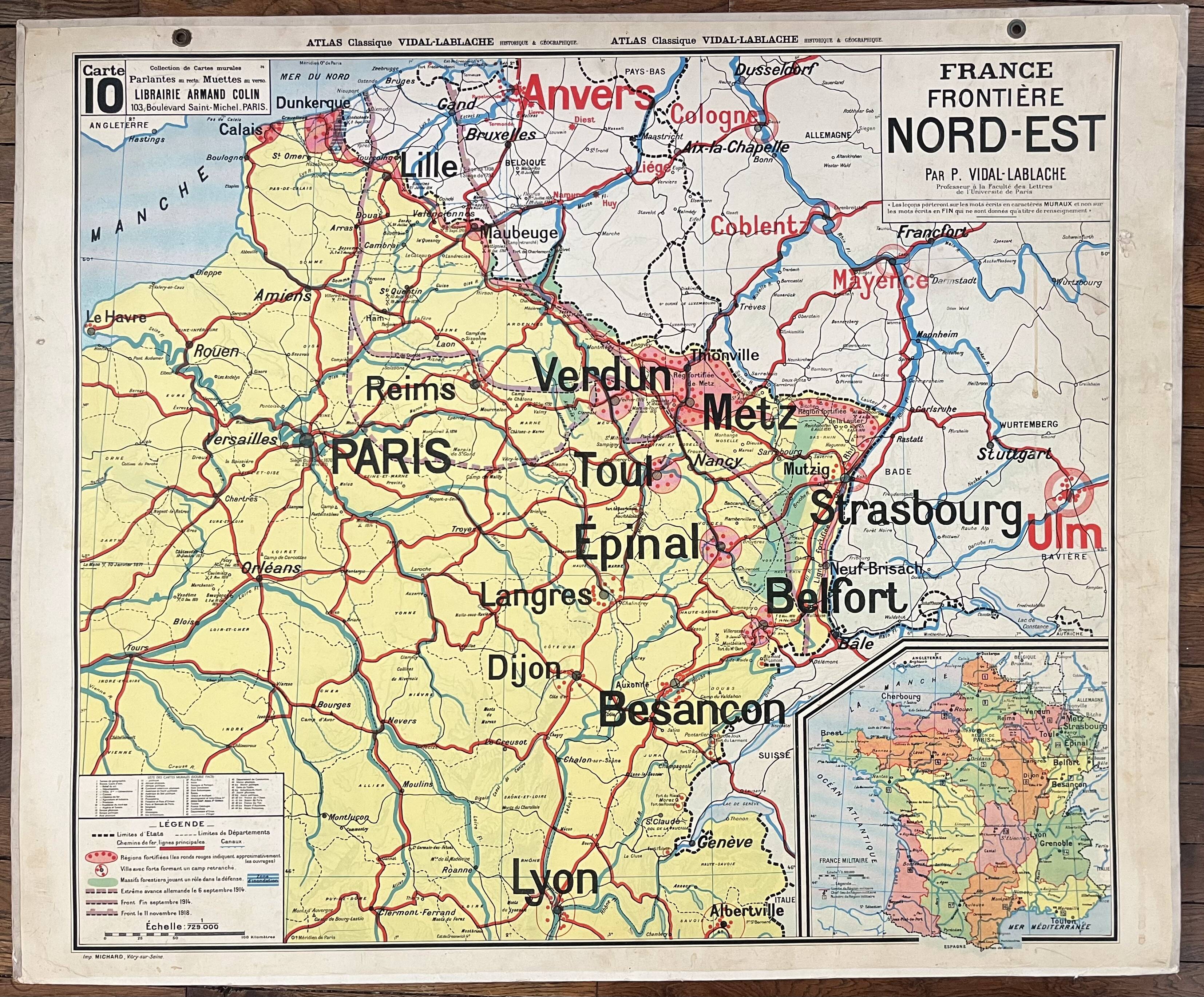 Old school map Vidal-Lablache 10, T26, 1930 - Military divisions