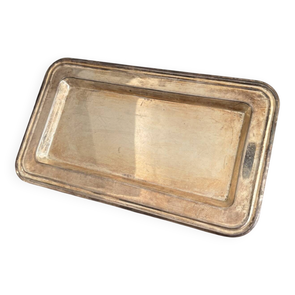 Ancien Plat Service Plateau Métal Argenté Art Déco
