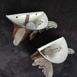 Exceptional pair of art deco wall lights by ezan france & copper metal