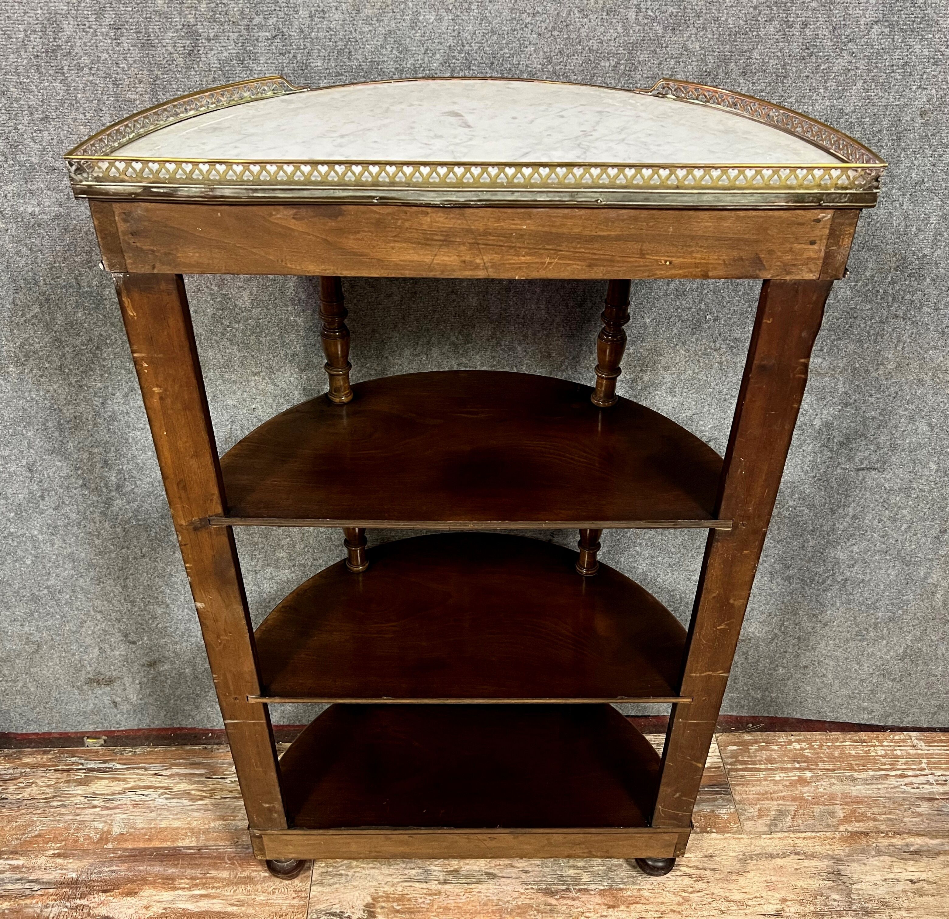 Parisian shelf Louis XVI style half-moon mahogany shape