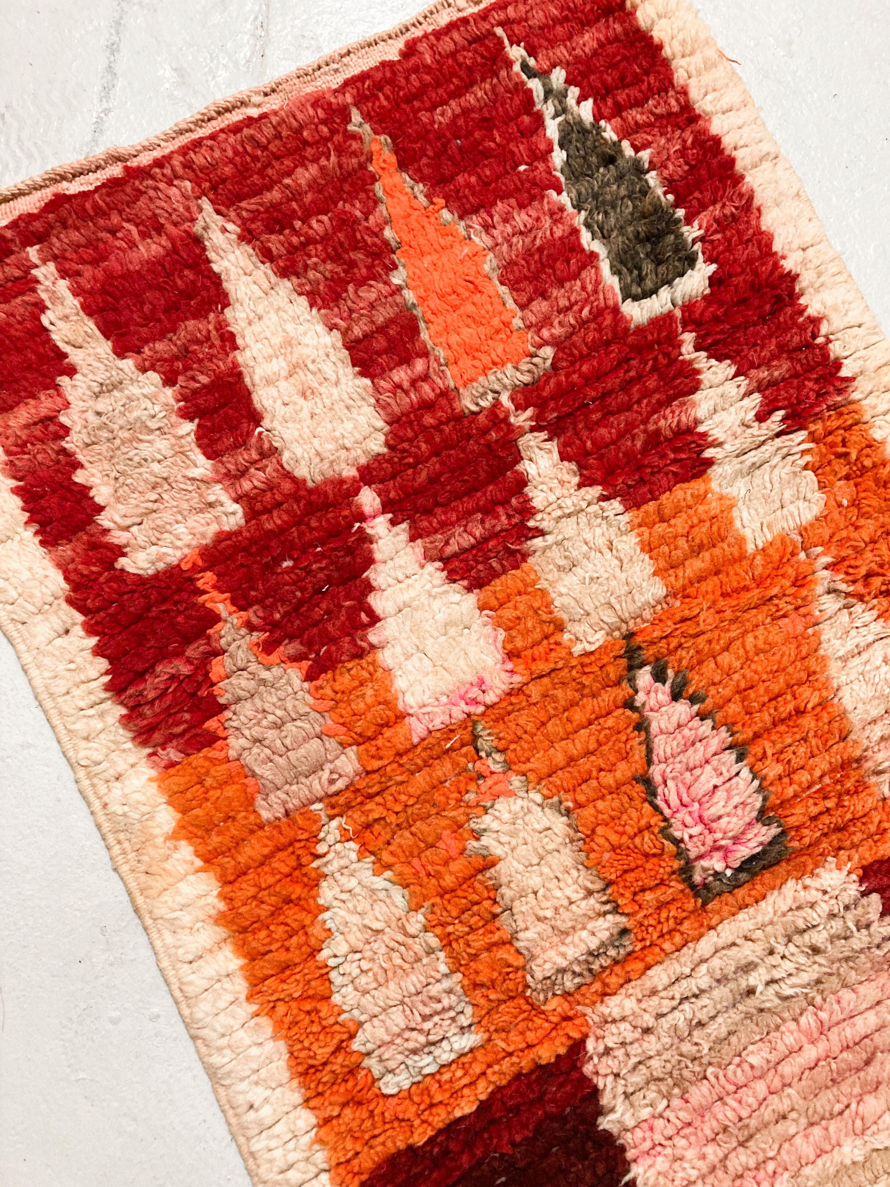 Moroccan Berber rug Boujaad corridor with colorful patterns 282x69cm