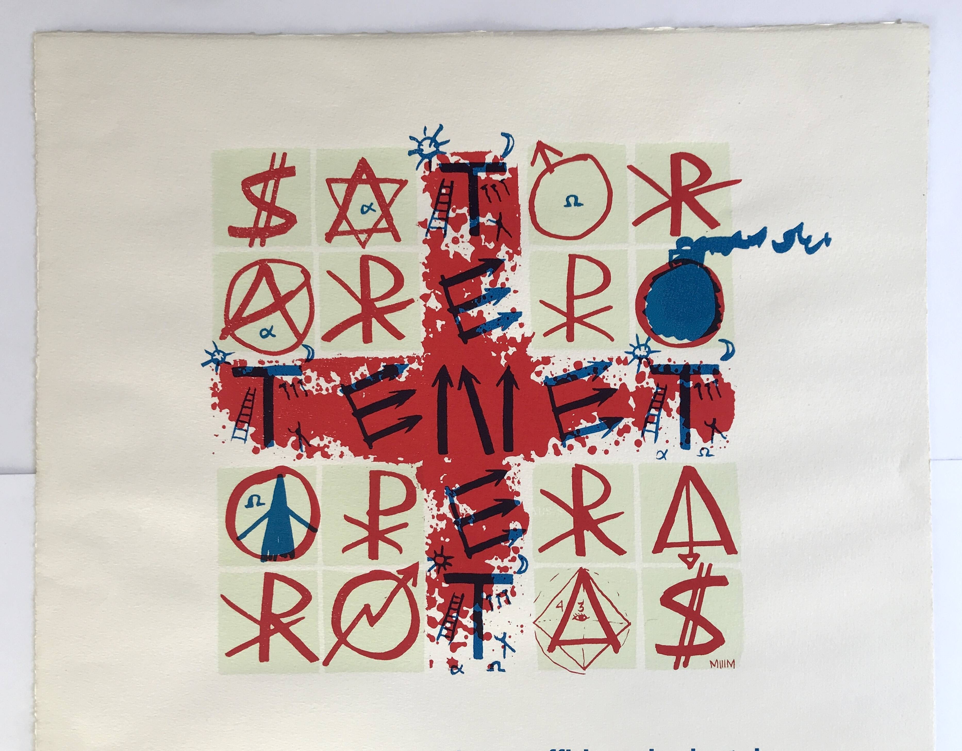 Jacques VILLEGLE, SATOR, 1997. Original screen print signed in pencil.