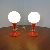 Glass and Plastic Tulip Bedside Lamps, 1970s, Set of 2