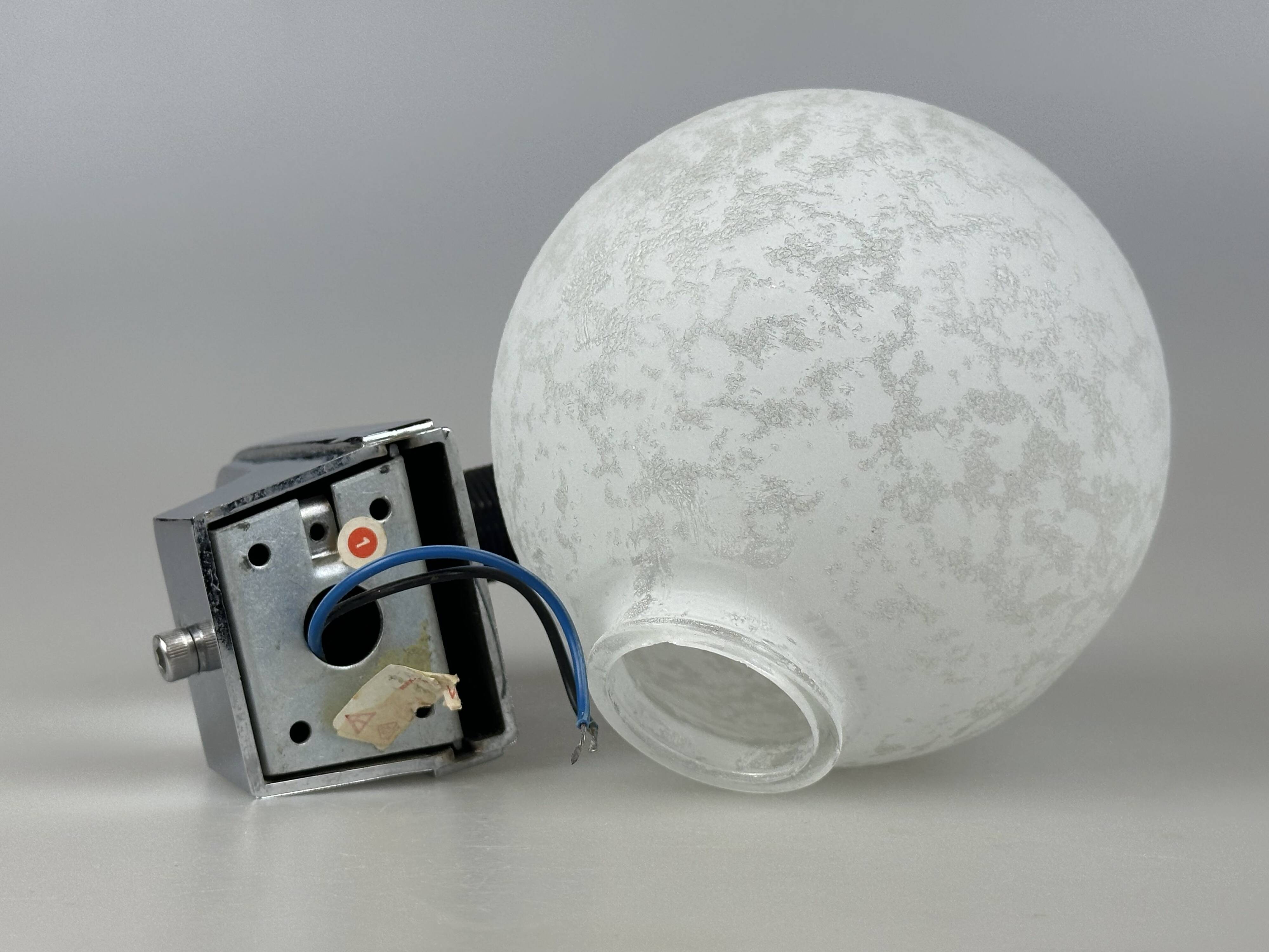 60s 70s Wall Lamp Globe Lamp Chrome & Glass German Space Age Design