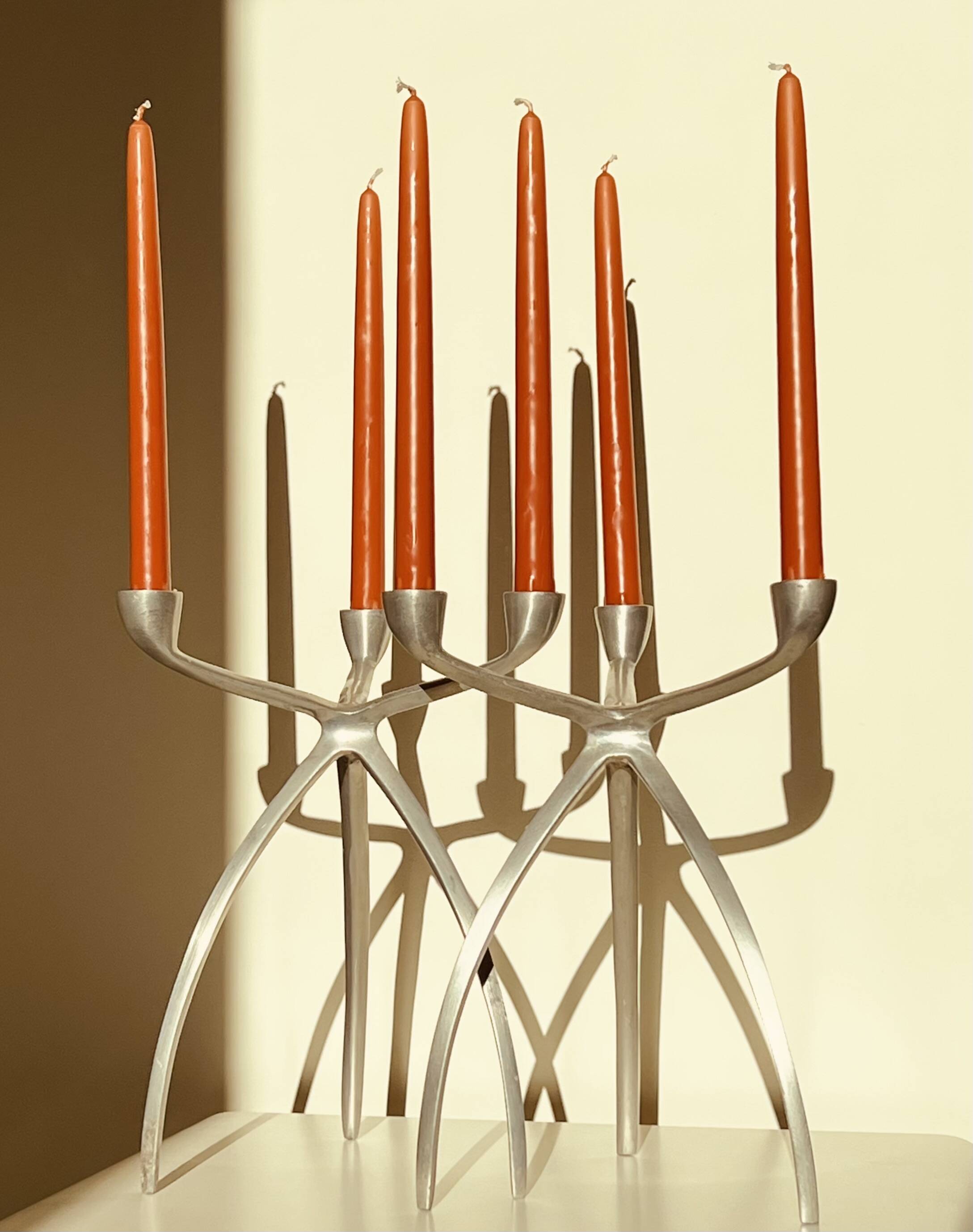 Aluminium tripod candle holders for De Bijenkorf, Netherlands 1970s