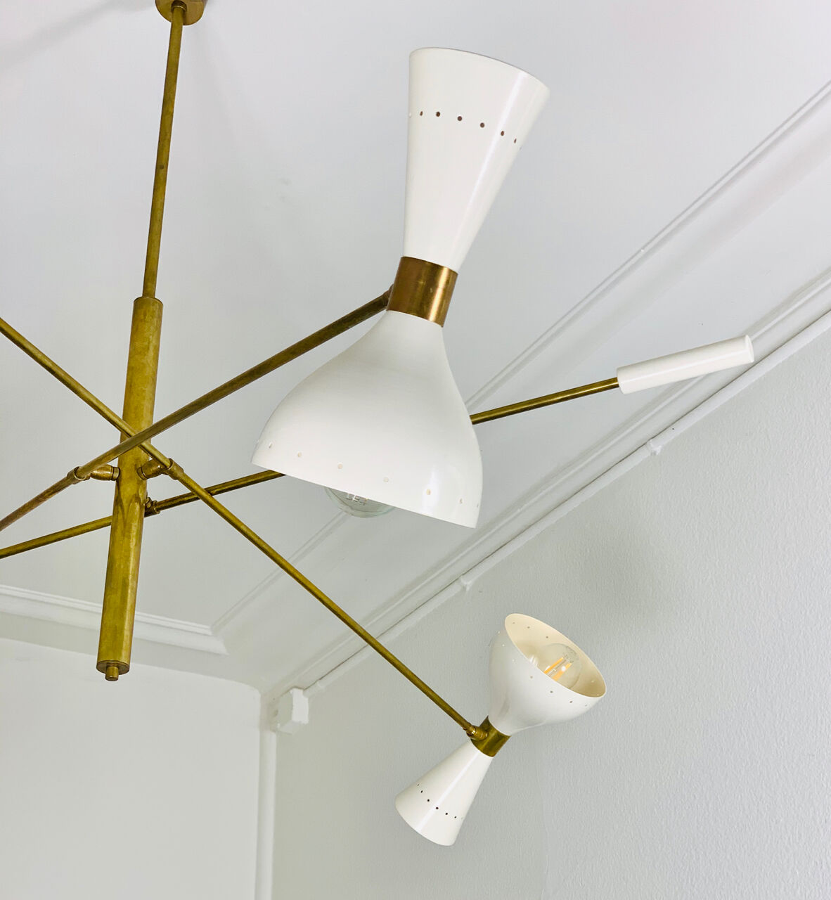 Asymmetric Italian Brass Ceiling Lamp  Style, 1950s Mid-Century