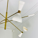 Asymmetric Italian Brass Ceiling Lamp  Style, 1950s Mid-Century
