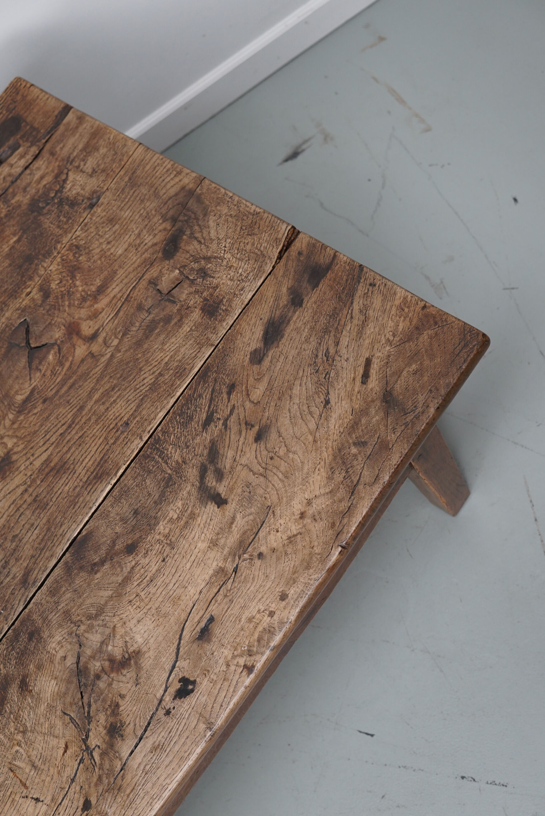 French 19th century farmhouse rustic natural chestnut coffee table