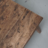 French 19th century farmhouse rustic natural chestnut coffee table