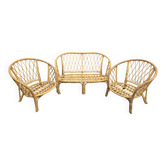 Salon de jardin Vintage en bambou et rotin - Années 60/70