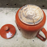 Ancienne cafetière en céramique marron