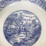 Large blue and white porcelain plate 20th art nouveau