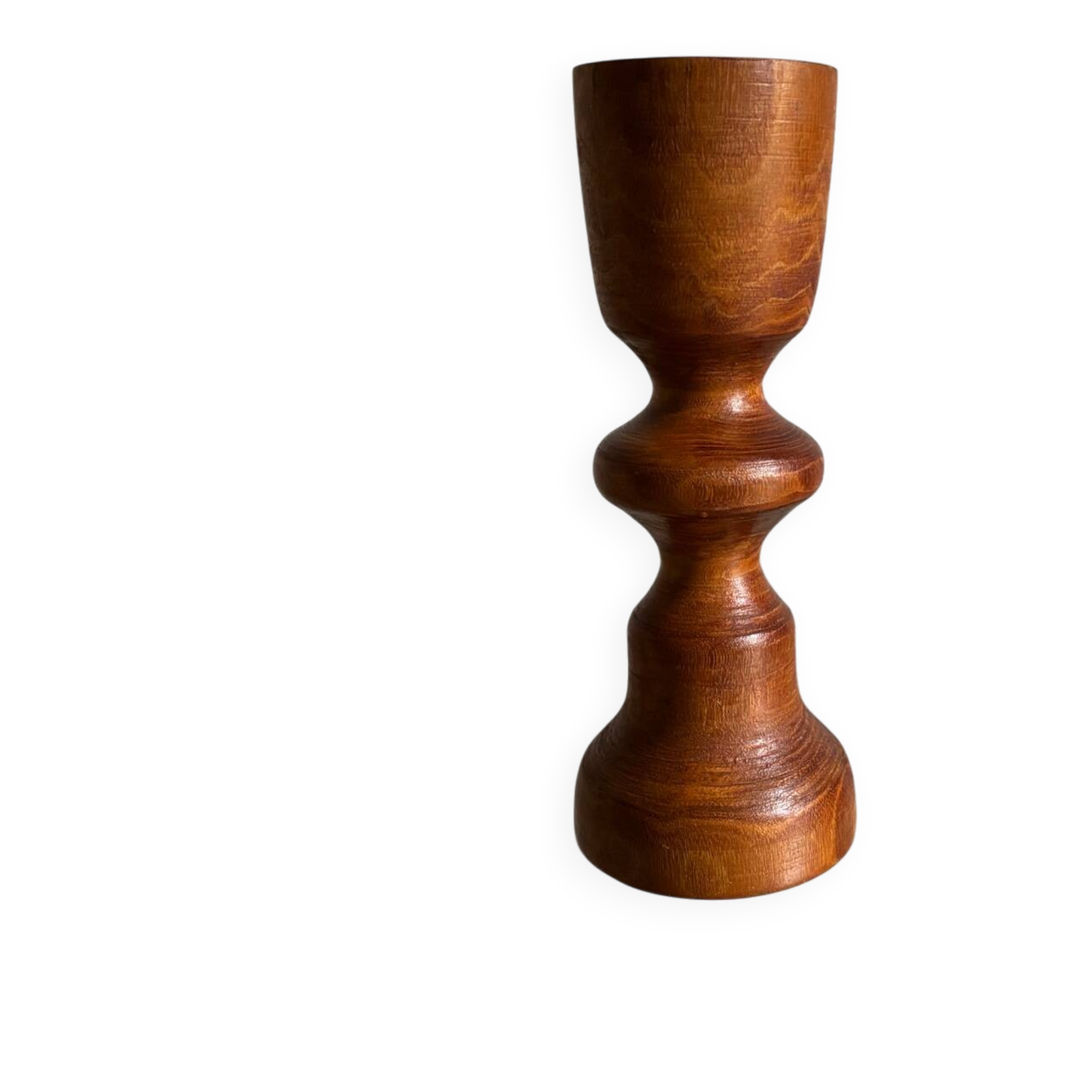 Turned wooden candle holder