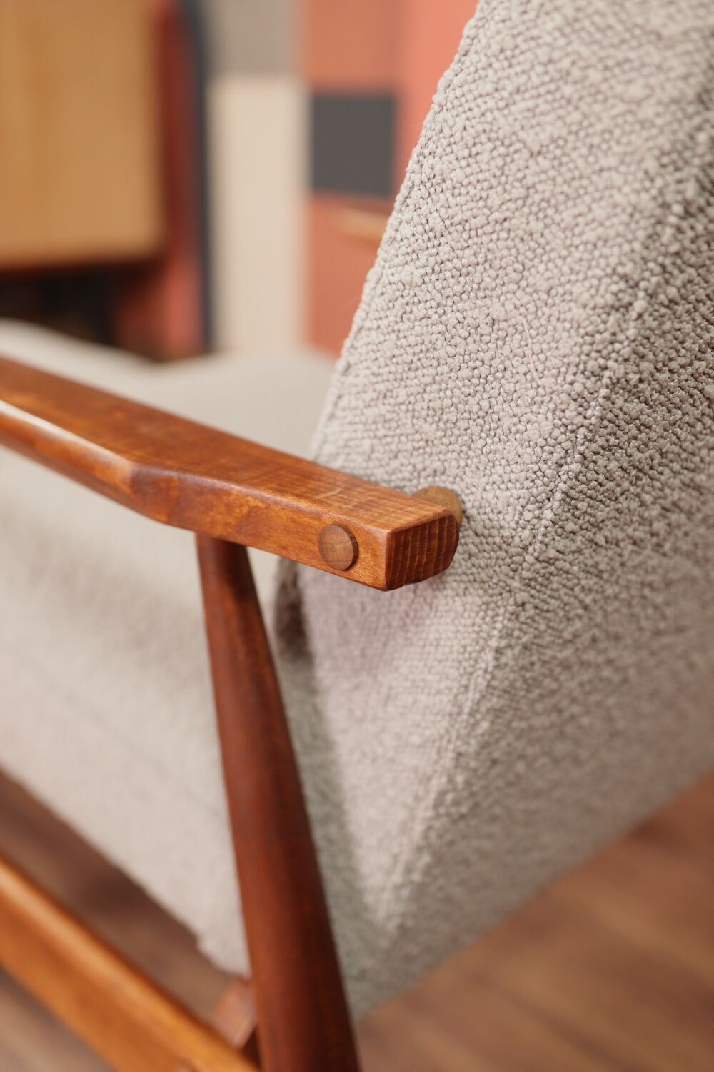 Armchair and ottoman in boucle fabric by H. Lis