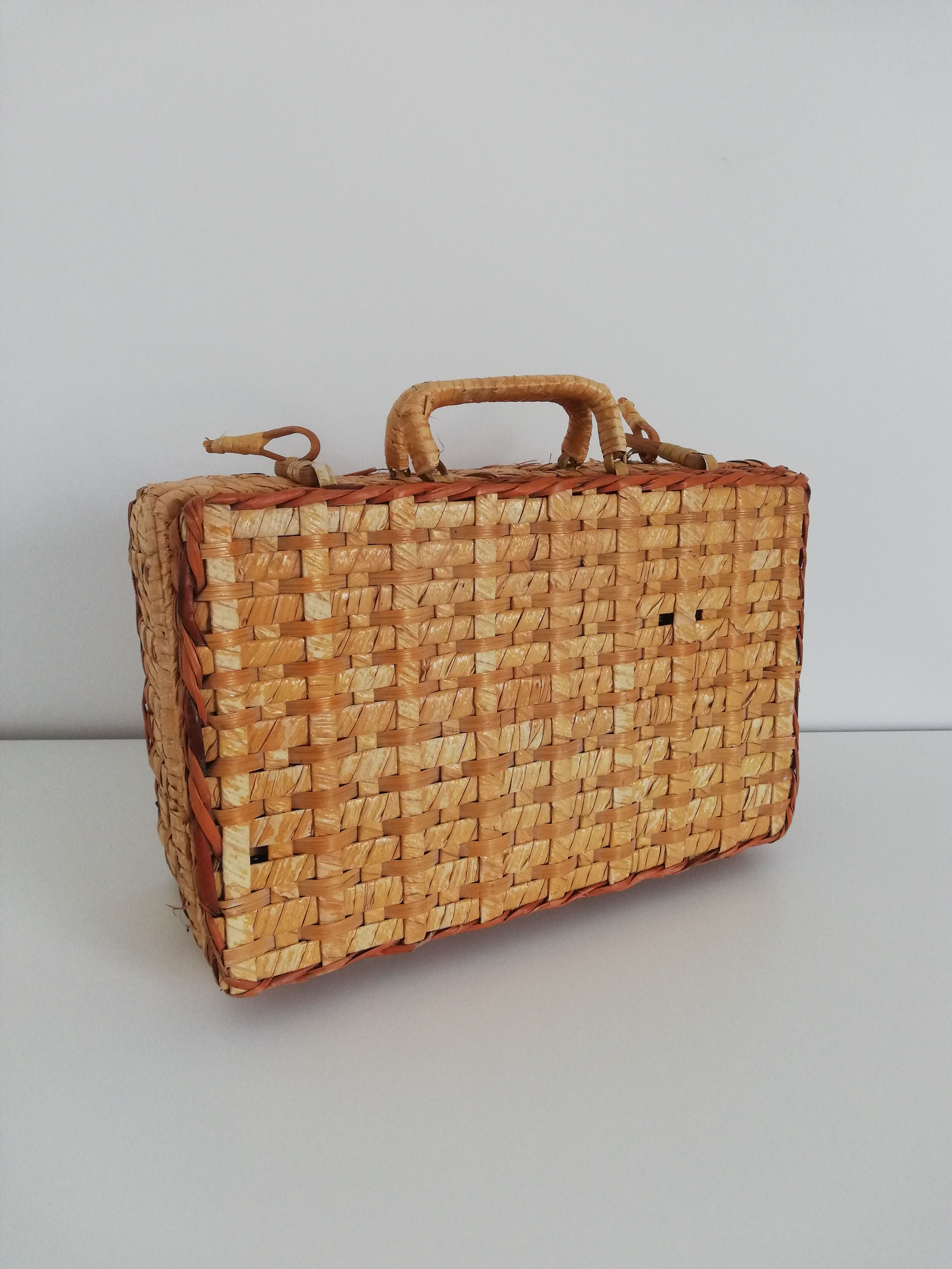 Vintage wicker suitcase