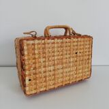 Vintage wicker suitcase
