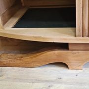 Renovated art deco walnut sideboard with beveled glass door and marble tops