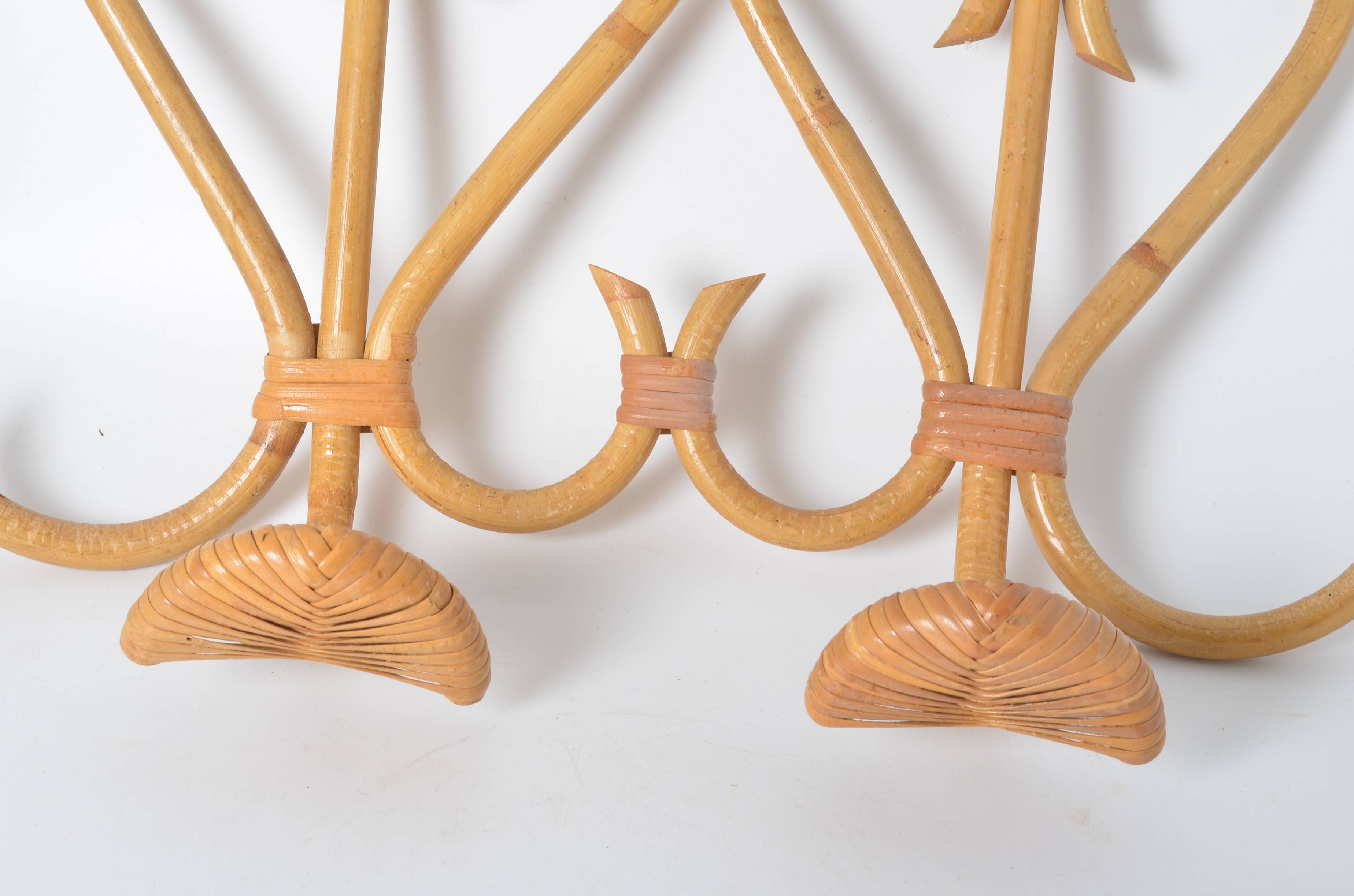 Double rattan coat rack