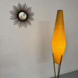 Ancien lampadaire amphore laiton et fibre design des années 60 vintage