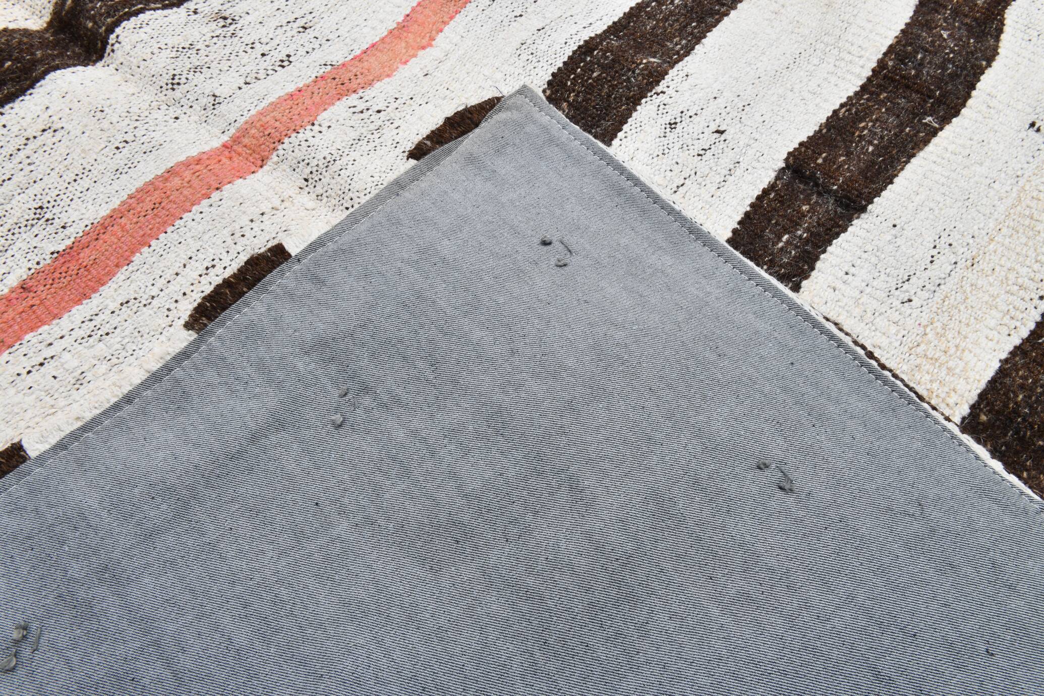 6x7 Natural White & Brown Kilim Rug, 183x212Cm