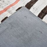 6x7 Natural White & Brown Kilim Rug, 183x212Cm