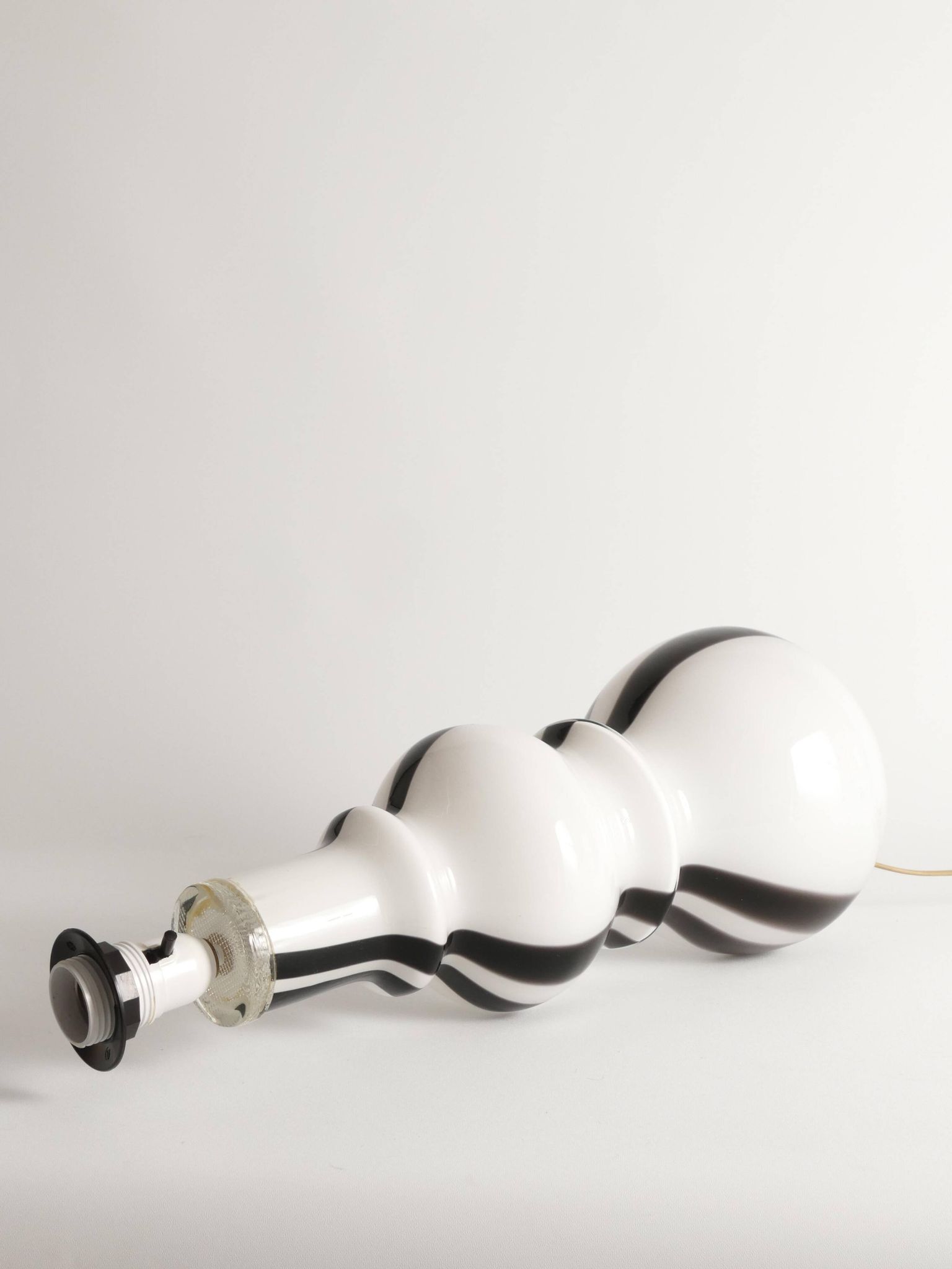 Sculptural Art Glass Murano Style Table Lamps, Black & White, 1960s, Set of 2