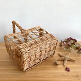 Vintage wicker bottle-bearer basket