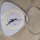 Pendulum, white formica clock, triangle shape, vintage, functional