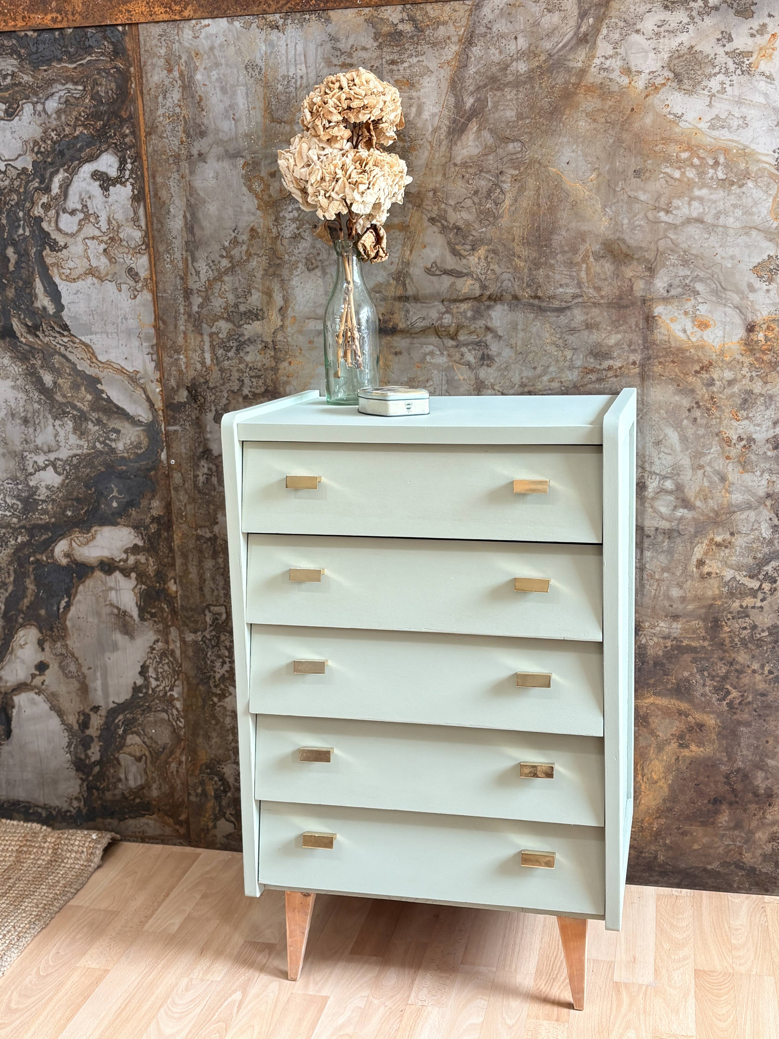 1940s green Luxembourg chest of drawers