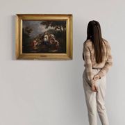 Antique Venetian painting from the 18th century, Moses saved from the water