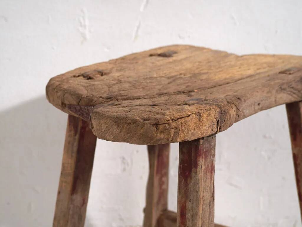 Antique stool in wabi-sabi style (c.1900) #9