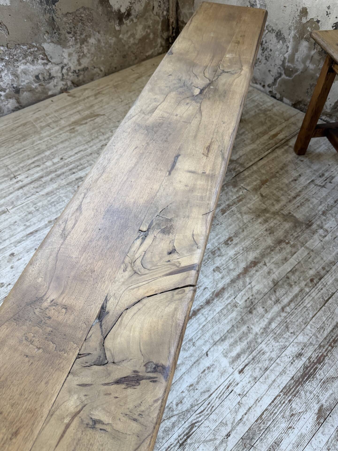 Set of two rustic oak farm benches 2m