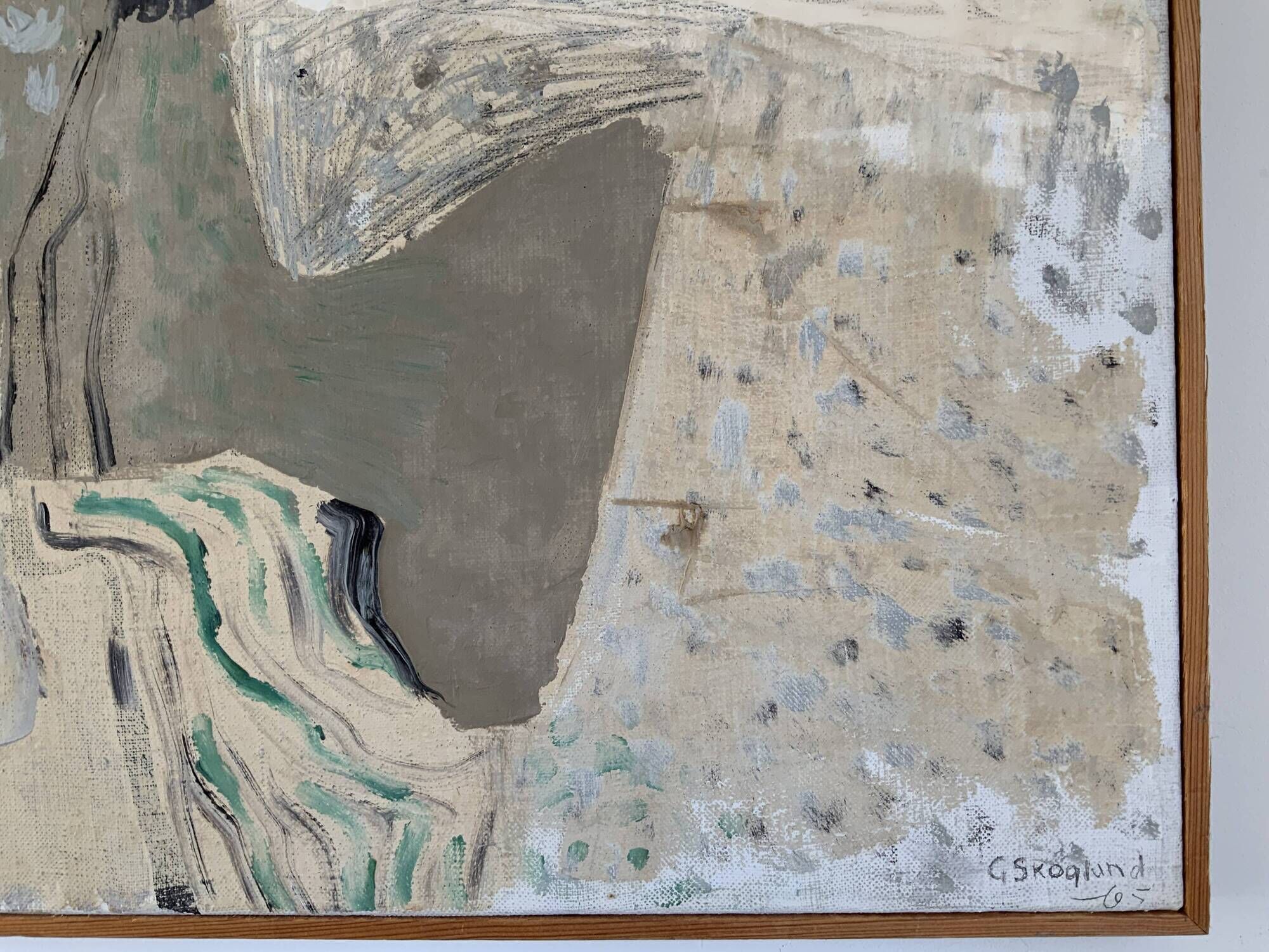 Vintage Abstract Oil on canvas by Carl Gustaf Skoglund Swedish, 1965