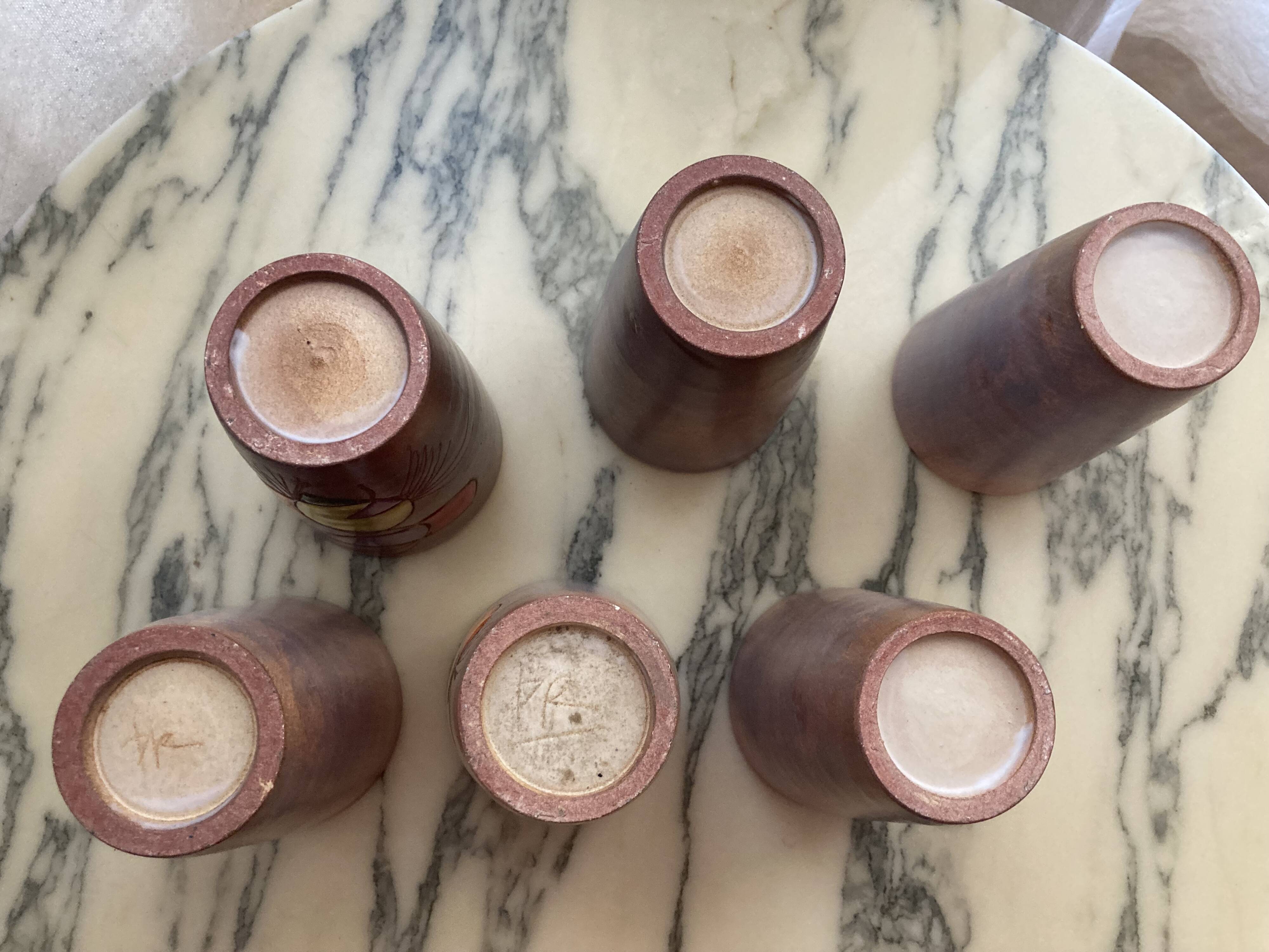 6 Vintage vallauris ceramic orangeade cups